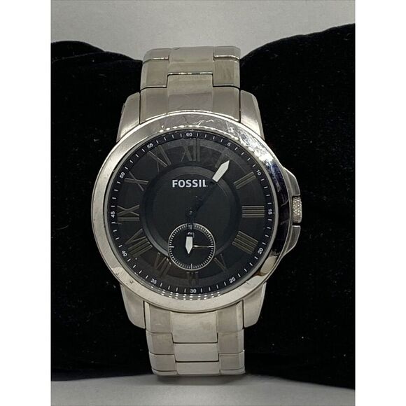 Fossil Grant FS4973 Men's Stainless Steel Analog Black Dial Quartz Watch XR914 - Picture 3 of 12